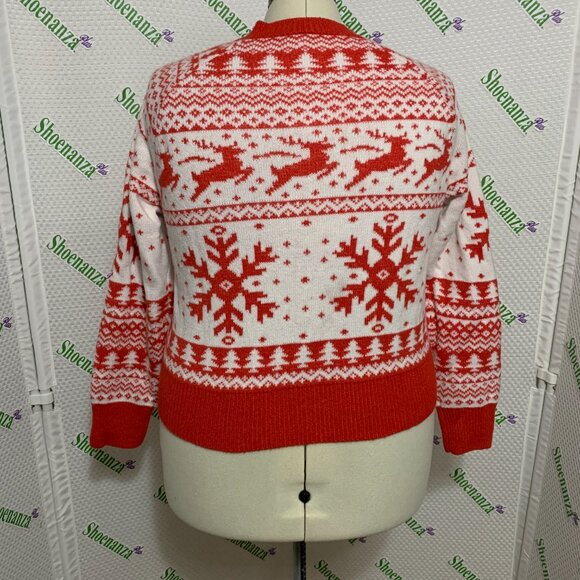 Ugly Christmas Sweater Dec. 2th Cardigan Reindeer Snowflake Red White Womens XL - Picture 3 of 5